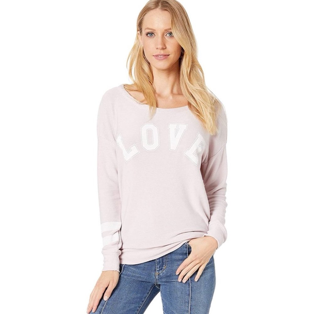 Chaser Cozy Knit "Love" Crewneck S NWOT in Satin
